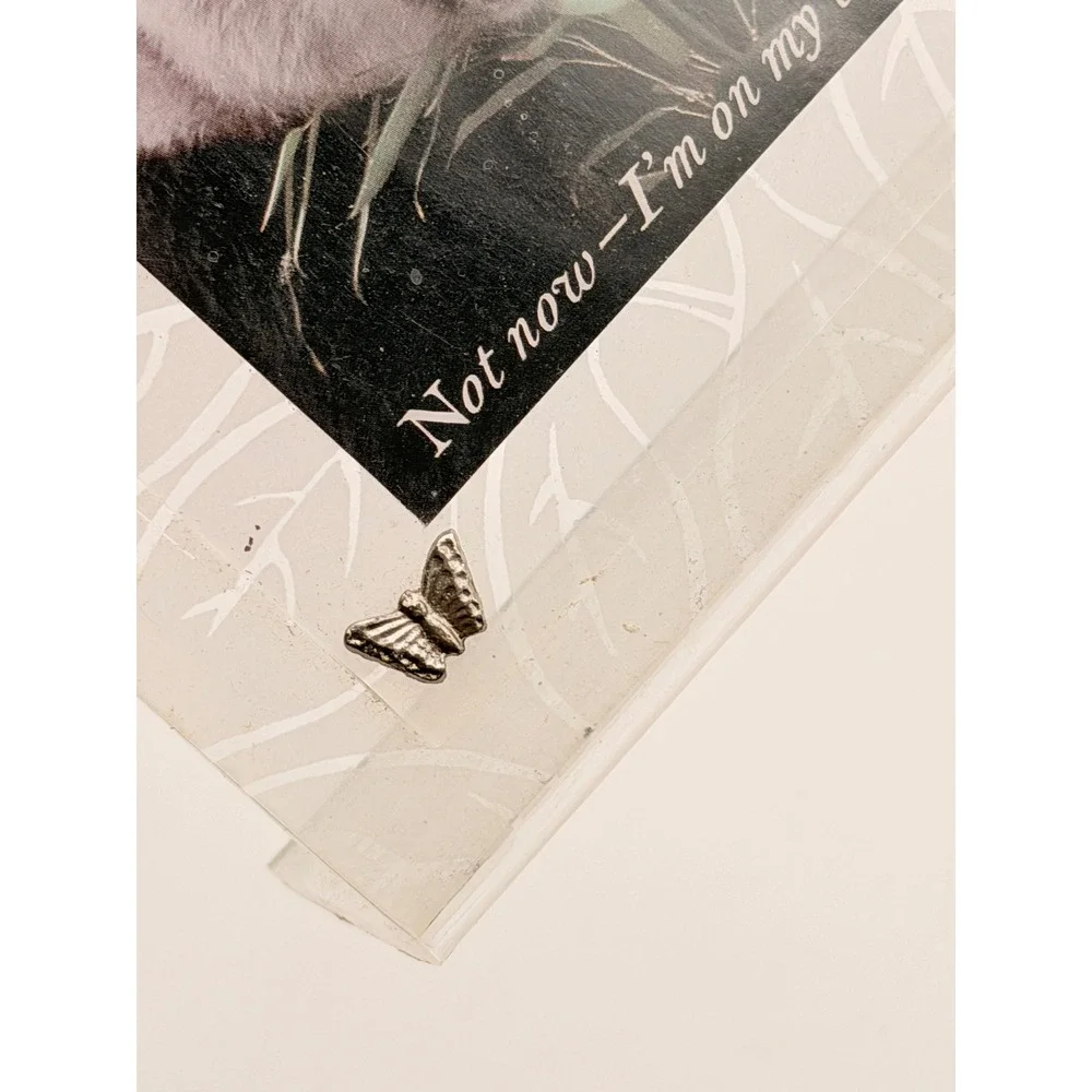 Frosted Acrylic Picture Frame with Metal Bug Accents Butterfly Bee Frog Panda